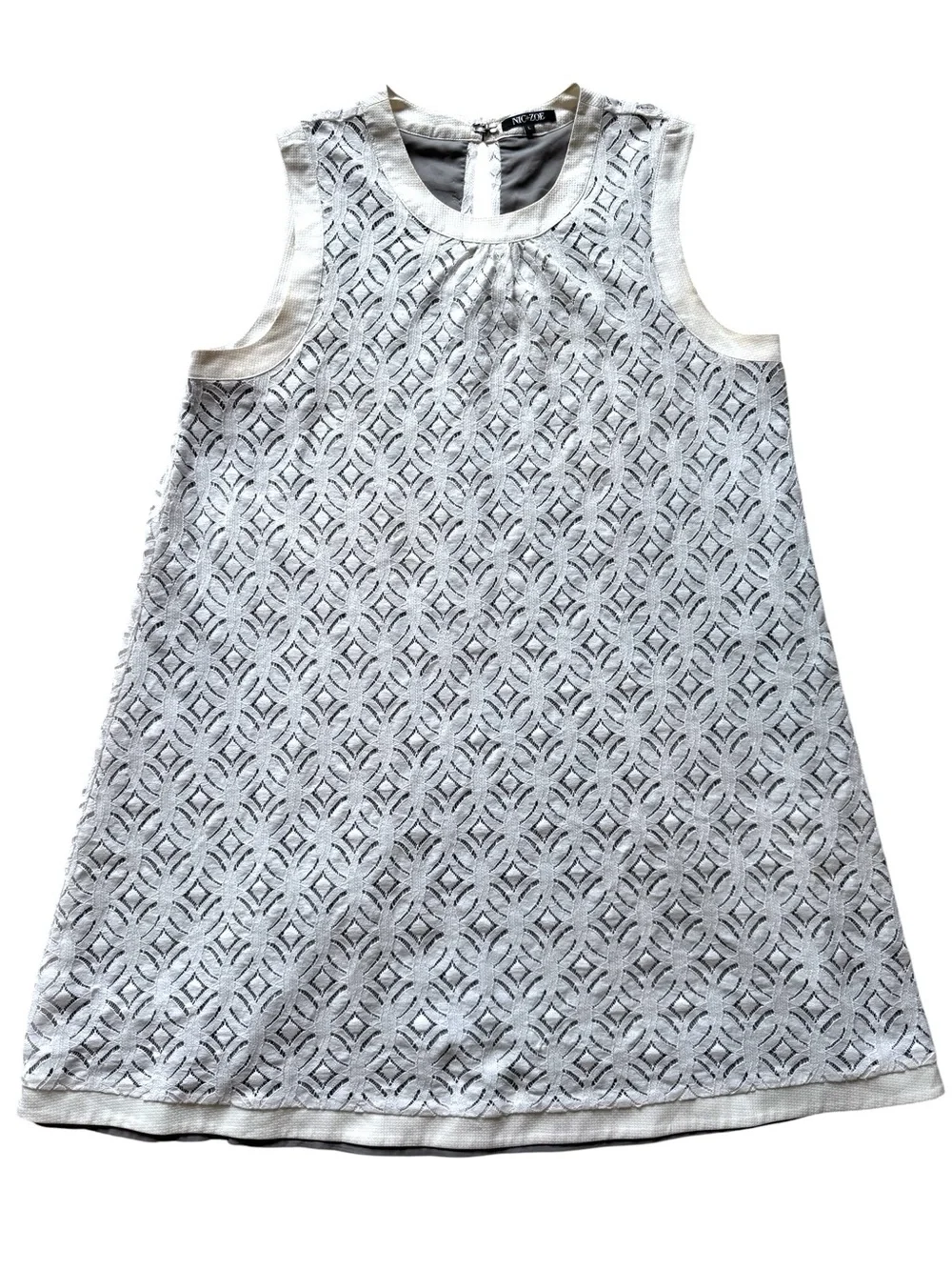 NIC+ZOE Girls White Sleeveless Lace-Overlay Nightgown